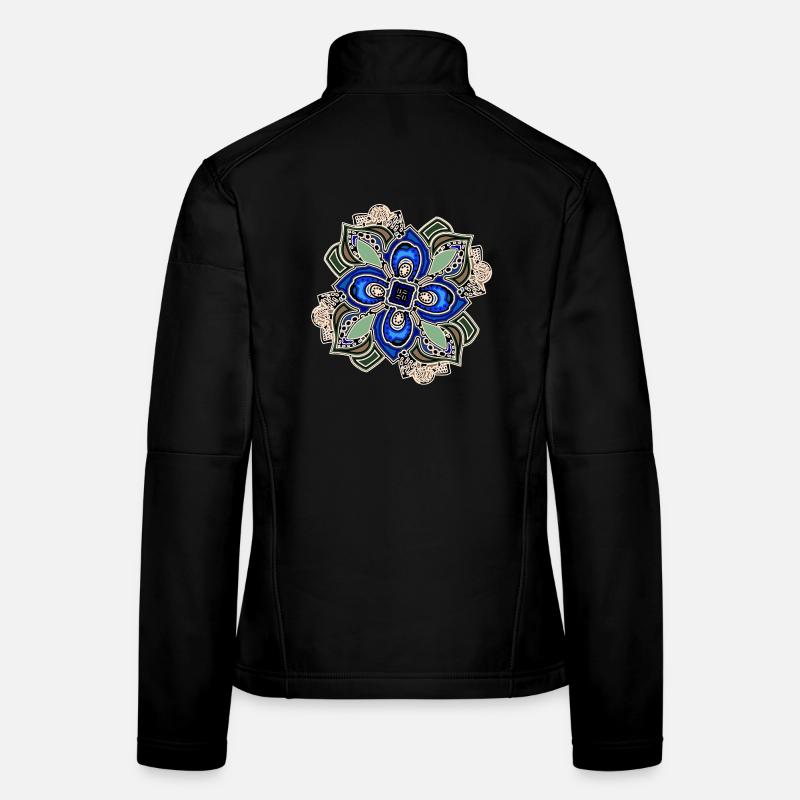 Teal Extravagant Mandala Flower Women's Softshell Jacket