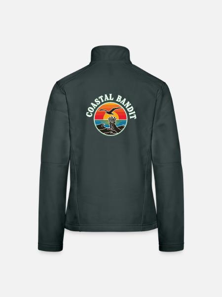 Coastal bandit seagull steals fries - Women's Softshell Jacket - black - Back