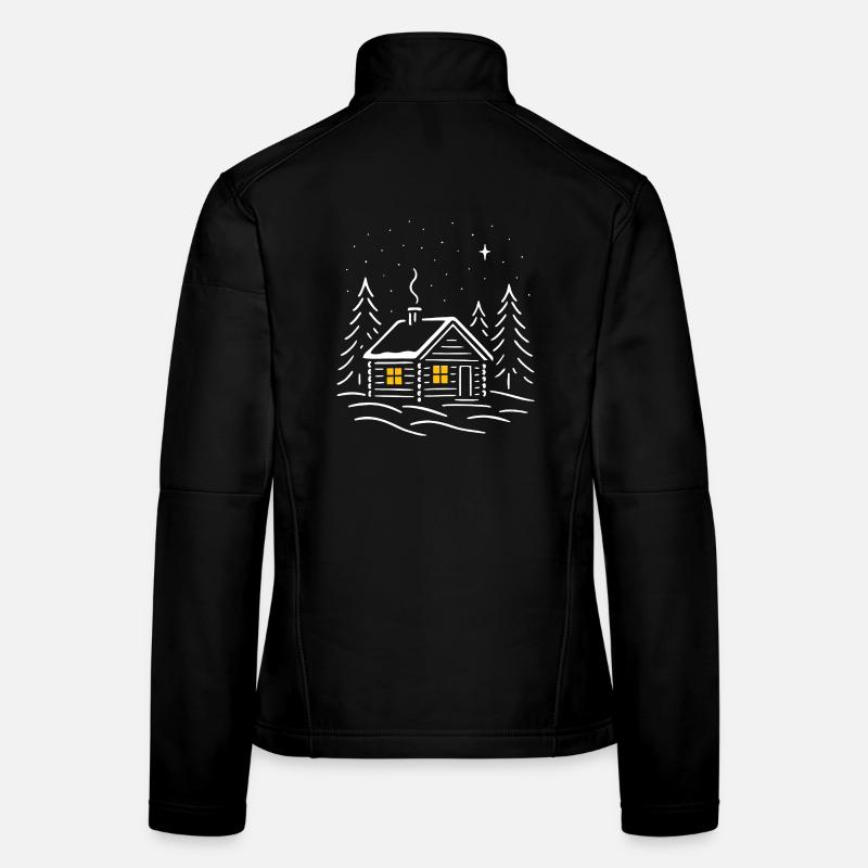 Cabane enneigée au clair des étoiles Veste en tissu softshell Femme