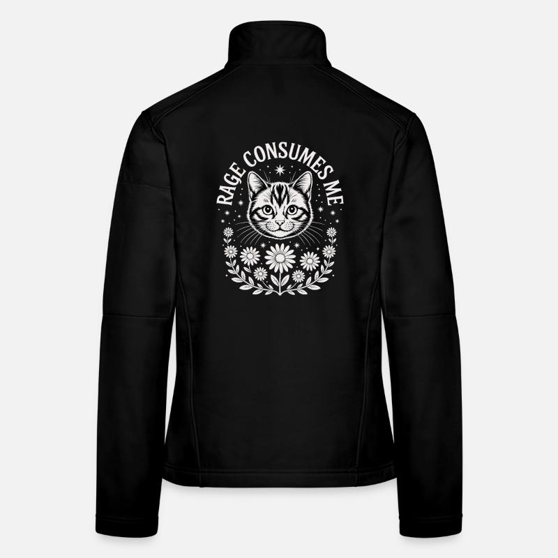Katzen- und Blumenkrone in Schwarz-Weiß Frauen Softshelljacke