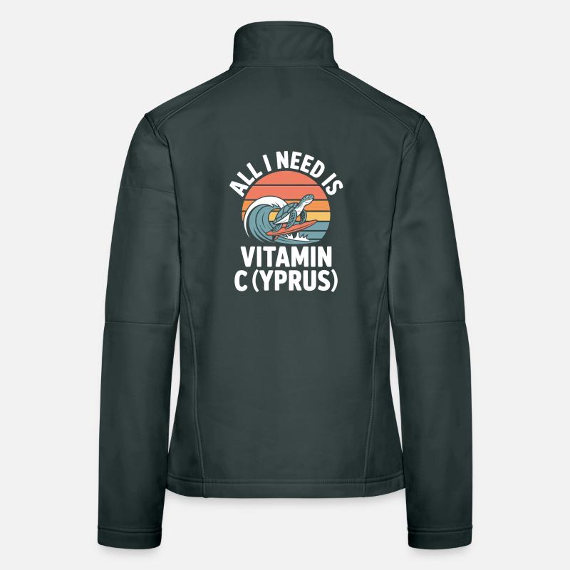 Chypre Tout ce dont j’ai besoin, c’est de vitamines Chypre Drapeau chypriote Veste en tissu softshell Femme