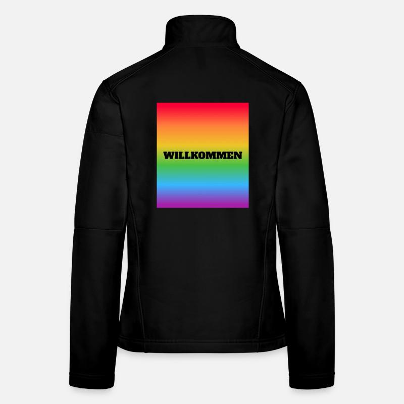 Willkommen Rainbow Bienvenue Veste en tissu softshell Femme