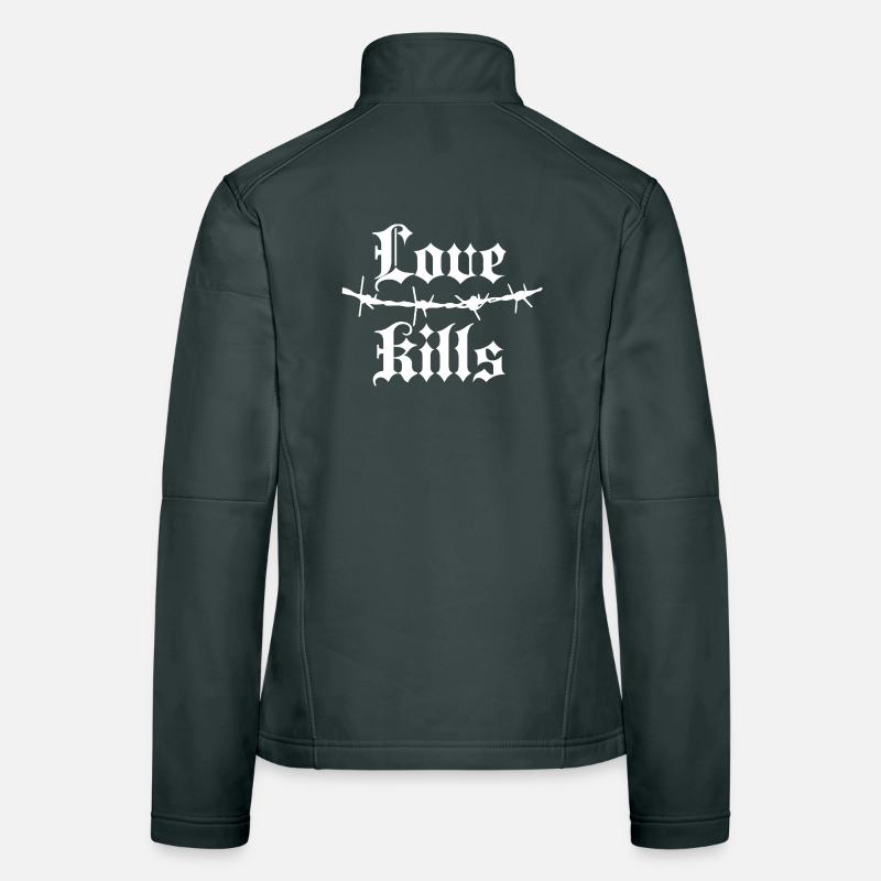 Gothic Barbed Wire Typography Women's Softshell Jacket