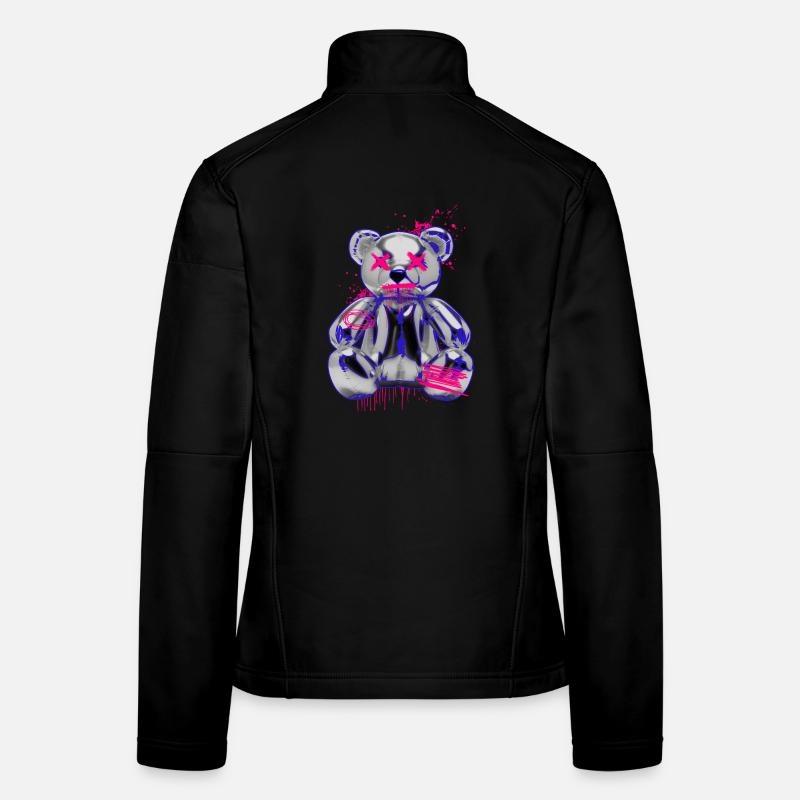 Gothic Teddy Bär mit Graffiti Neon Look Frauen Softshelljacke