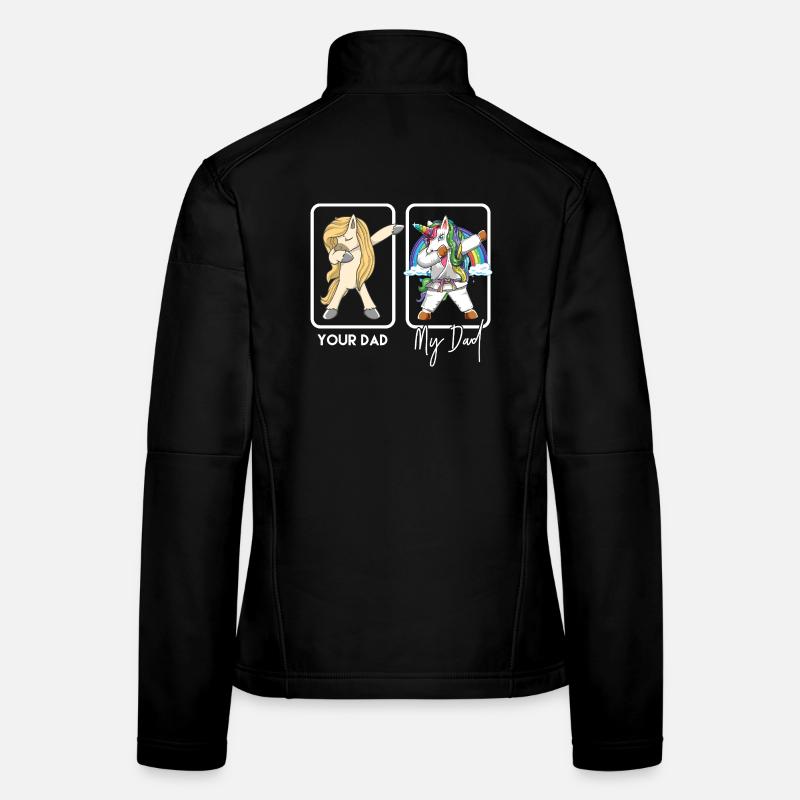 Funny Karate Unicorn Dad Dabbing Martial Arts Gift Women's Softshell Jacket