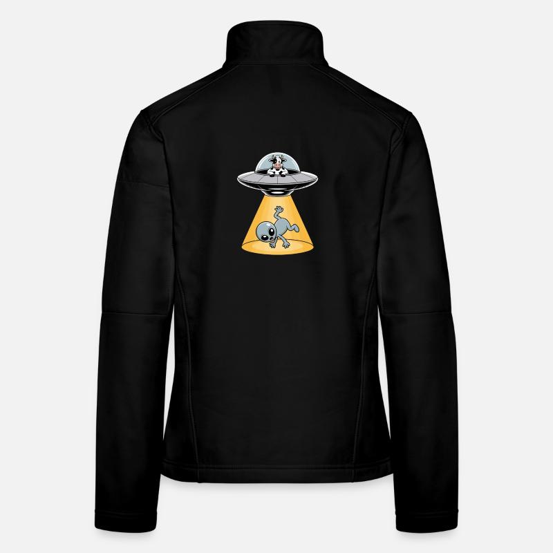 Kuh entführt einen Alien – Cooles Alien-Logo Frauen Softshelljacke