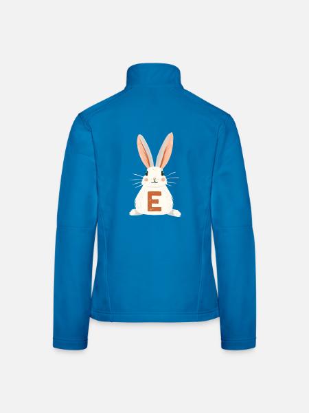 E -Buchstabe - Hase - Personalisierbar - Frauen Softshelljacke - Schwarz - Hinten
