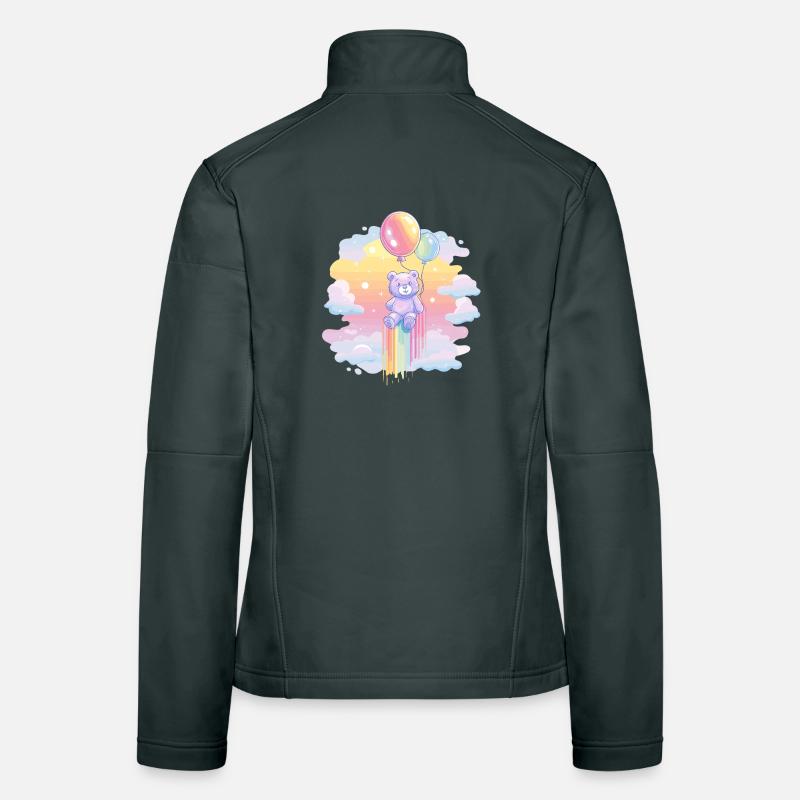 Pastel Bear Balloon Flight Women's Softshell Jacket