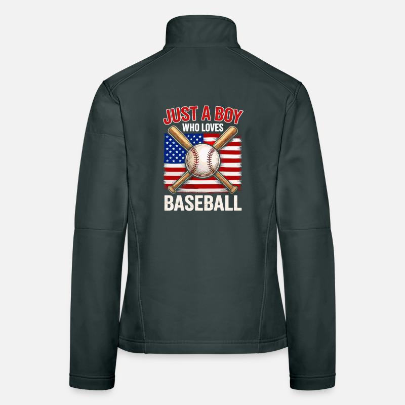 Garçon adore le baseball et le drapeau Veste en tissu softshell Femme