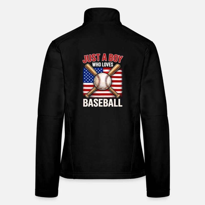 Junge liebt Baseball und Flagge Frauen Softshelljacke