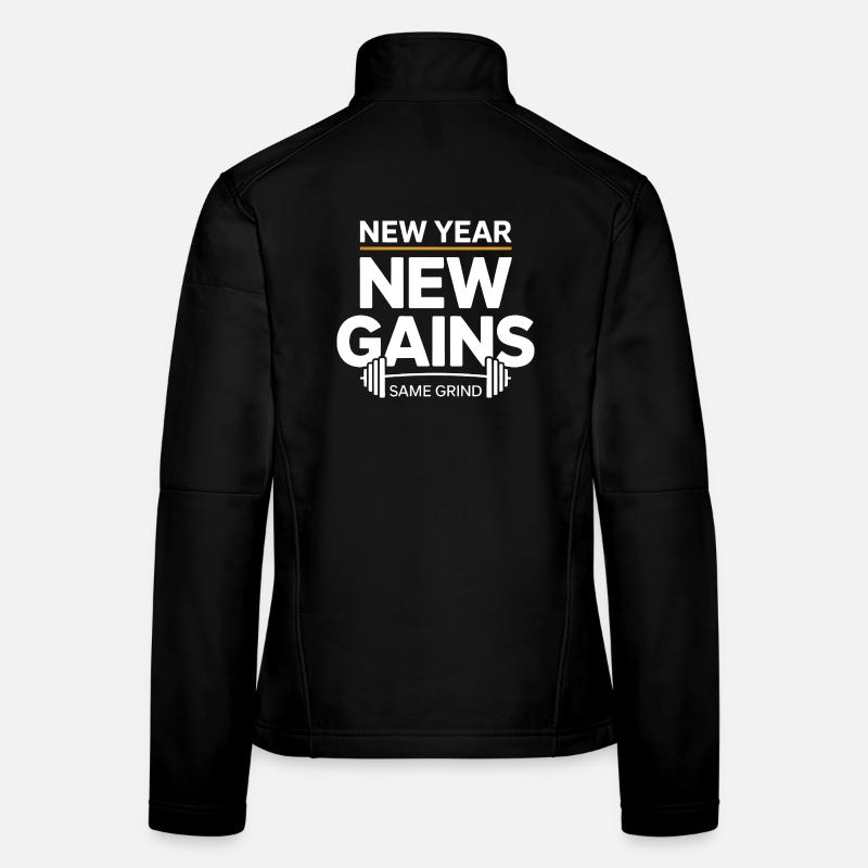 New Year New Gains – Same Grind Gym Spruch Frauen Softshelljacke
