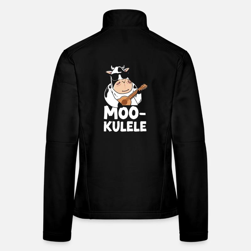 Hawaiian Ukulele Uke Cow Pun Frauen Softshelljacke