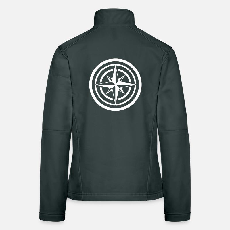 Compass Wind Rose Circle Navigation Clean Women's Softshell Jacket