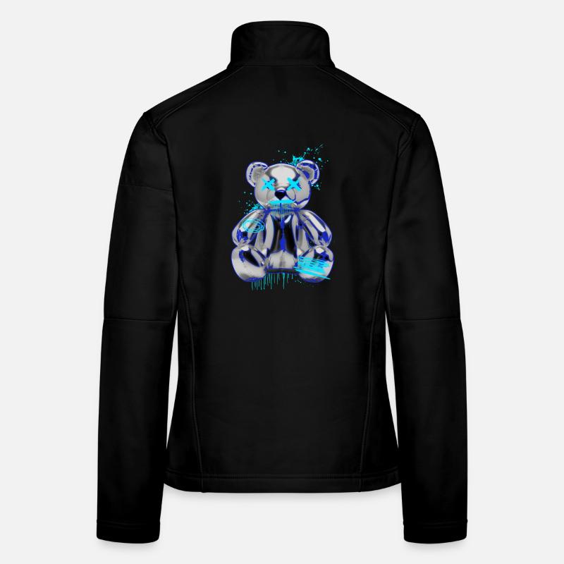 Graffiti-Bär Neon Tropfen Teddybär - Frauen Softshelljacke - Schwarz