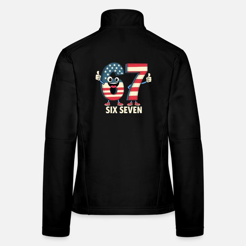 US Flag 67 Memes Six Seven - Frauen Softshelljacke - Schwarz