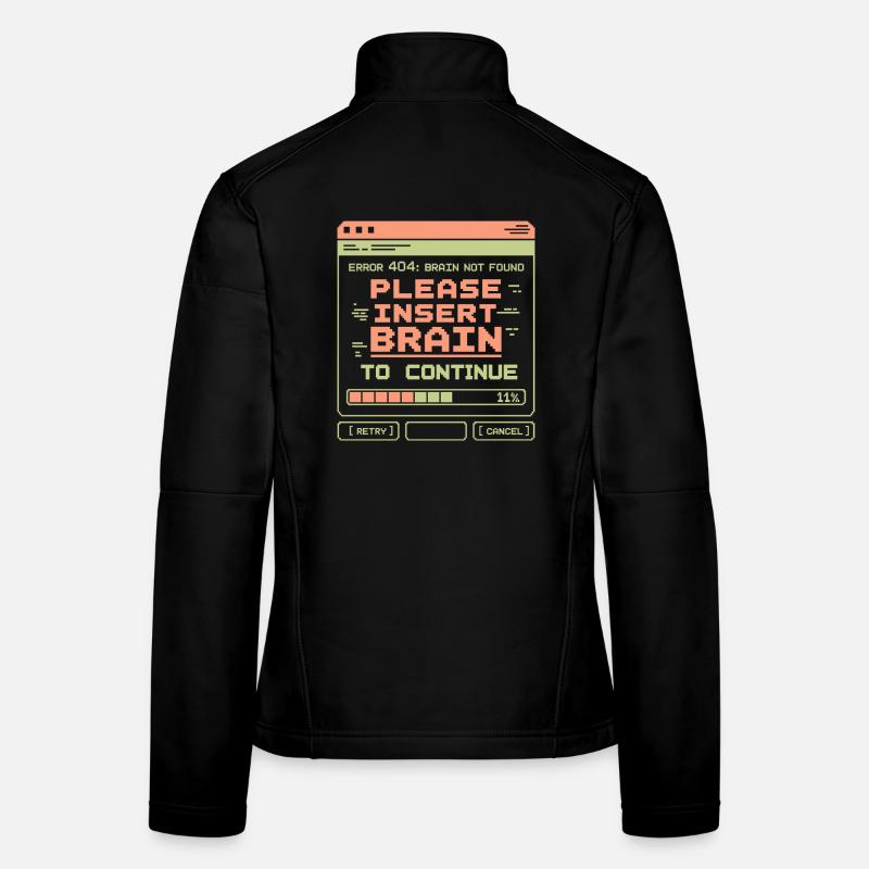 Error 404 Brain Not Found Pixel Design - Women's Softshell Jacket - black