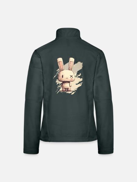 Cute rabbit with X-eyes - Women's Softshell Jacket - black - Back