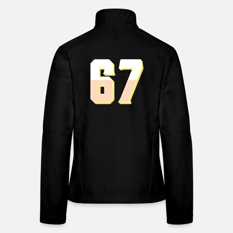 6 7 – Trendy minimalist text design, Women's Softshell Jacket