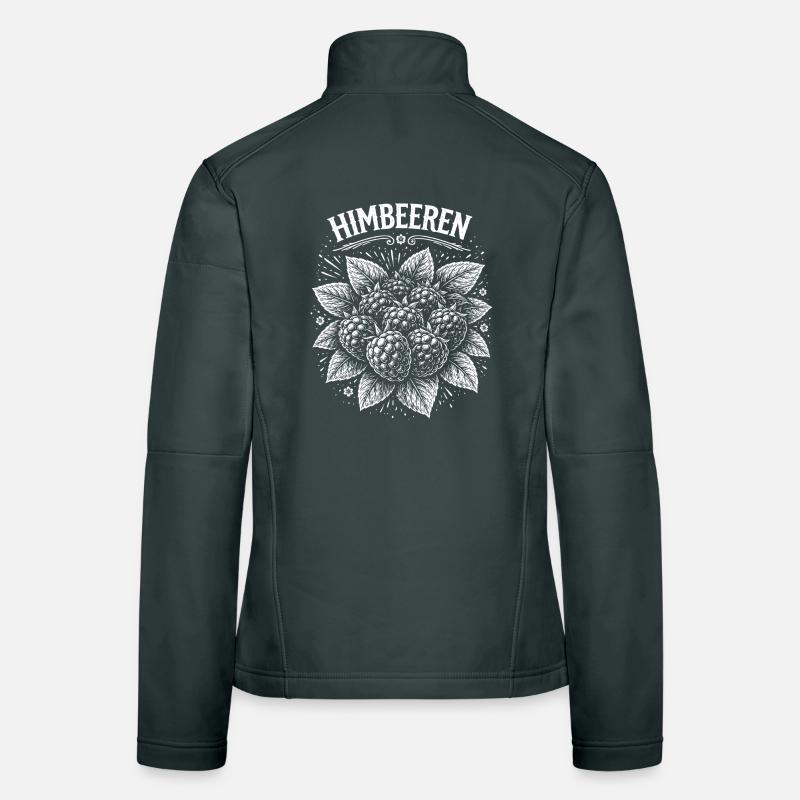 Sérigraphie botanique Framboises Veste en tissu softshell Femme