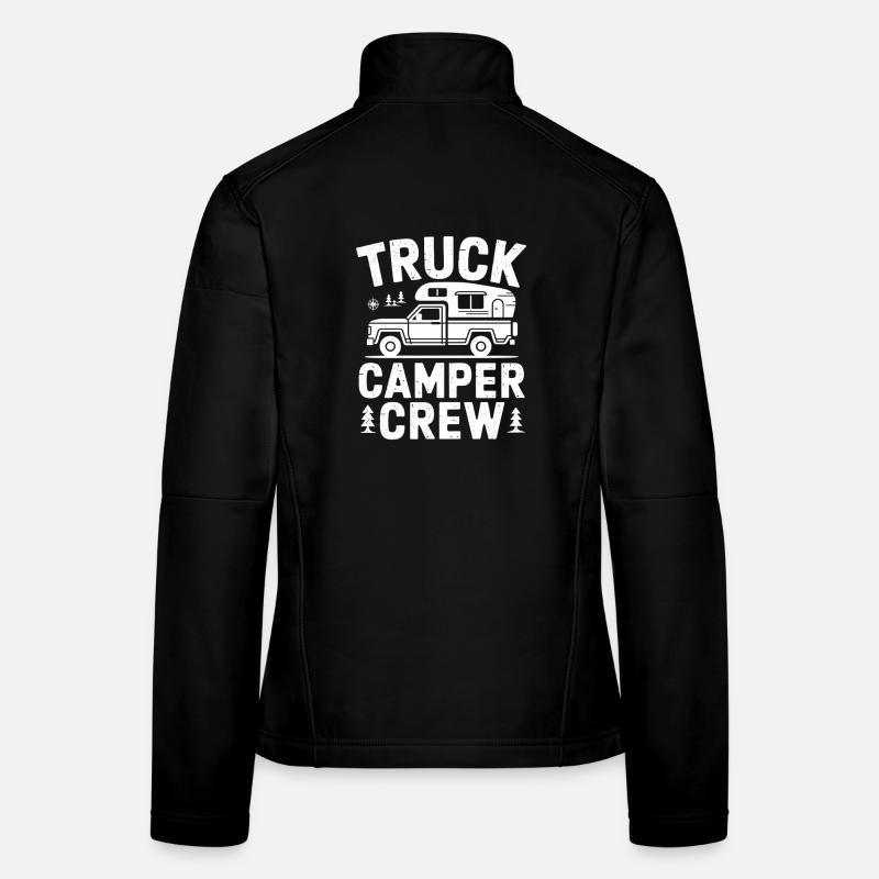 Équipe de camping-campeurs de camions : aventure de camping tout-terrain Veste en tissu softshell Femme