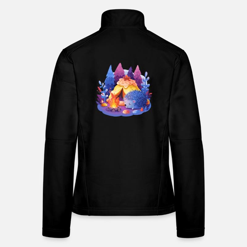 Schlafender Igel am Lagerfeuer - Frauen Softshelljacke - Schwarz
