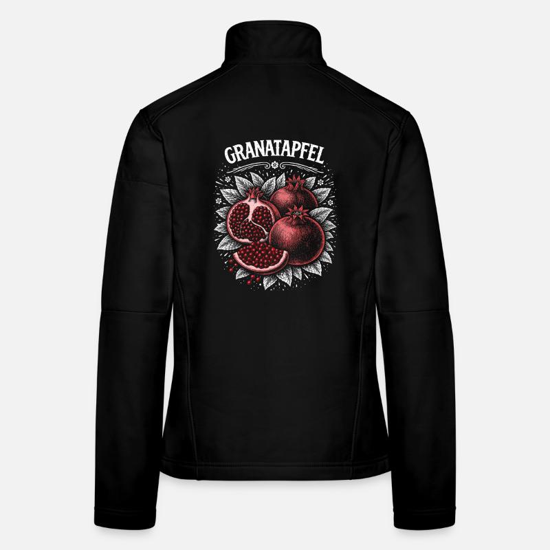 Pomegranate Contrast Print Red Berries Women's Softshell Jacket