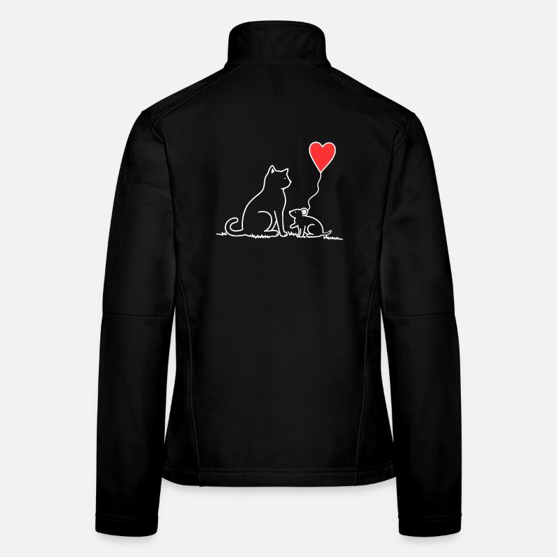 Chat et souris avec ballon en forme de cœur Veste en tissu softshell Femme