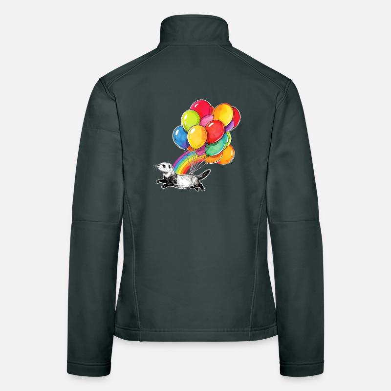 Frettchenballons und Regenbogen Frauen Softshelljacke