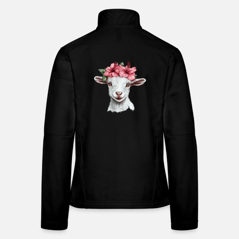 Chèvre avec une couronne d’hibiscus Veste en tissu softshell Femme