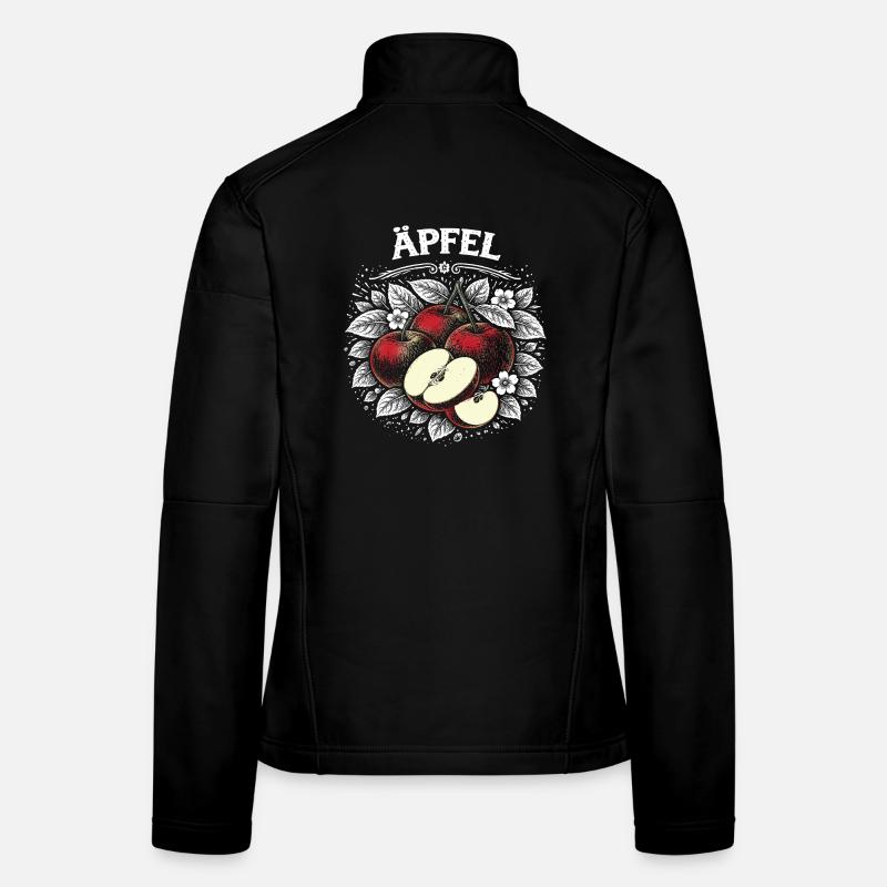 Nature morte Apple Noir & Blanc Vintage Veste en tissu softshell Femme