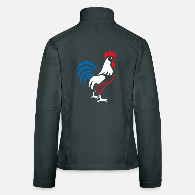 Vibrant blue red rooster Women's Softshell Jacket