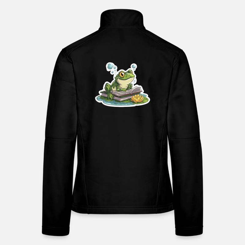 Frosch-Lese-Teich-Bibliothekar-Humor-Lesung Frauen Softshelljacke