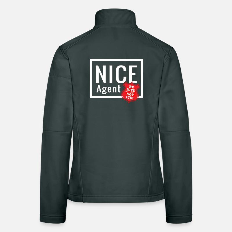 NICE Agent Logo with Statement Be Nice Badge Women's Softshell Jacket