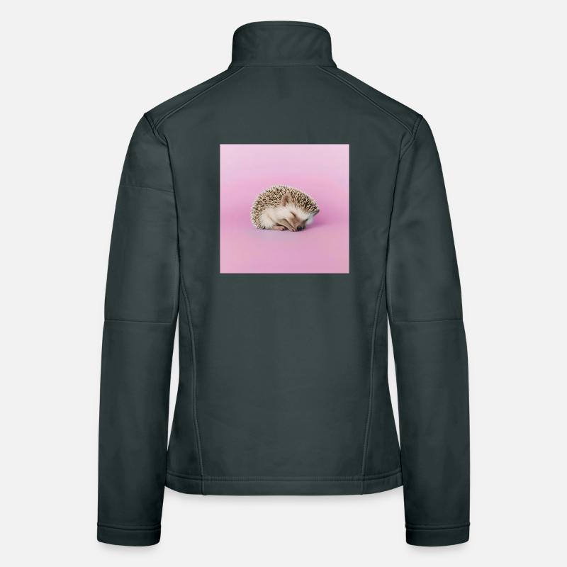 Sleeping hedgehog on pasty pink background Women's Softshell Jacket