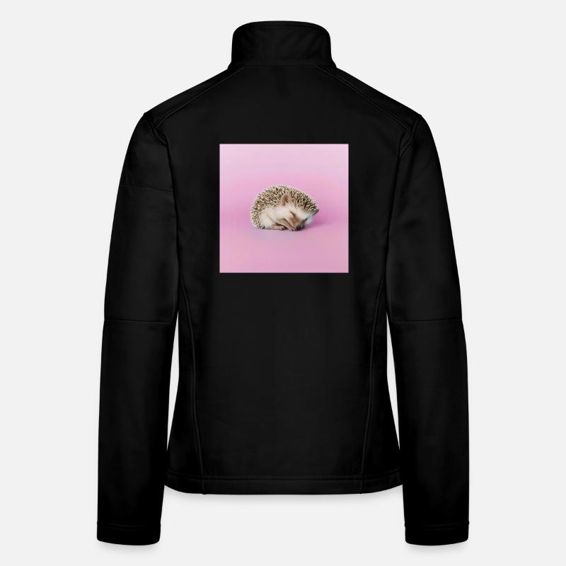 Sleeping hedgehog on pasty pink background Women's Softshell Jacket