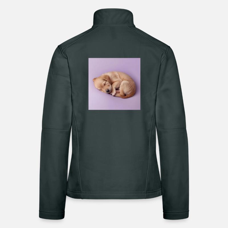Sleeping Puppy on Lilac Background Women's Softshell Jacket