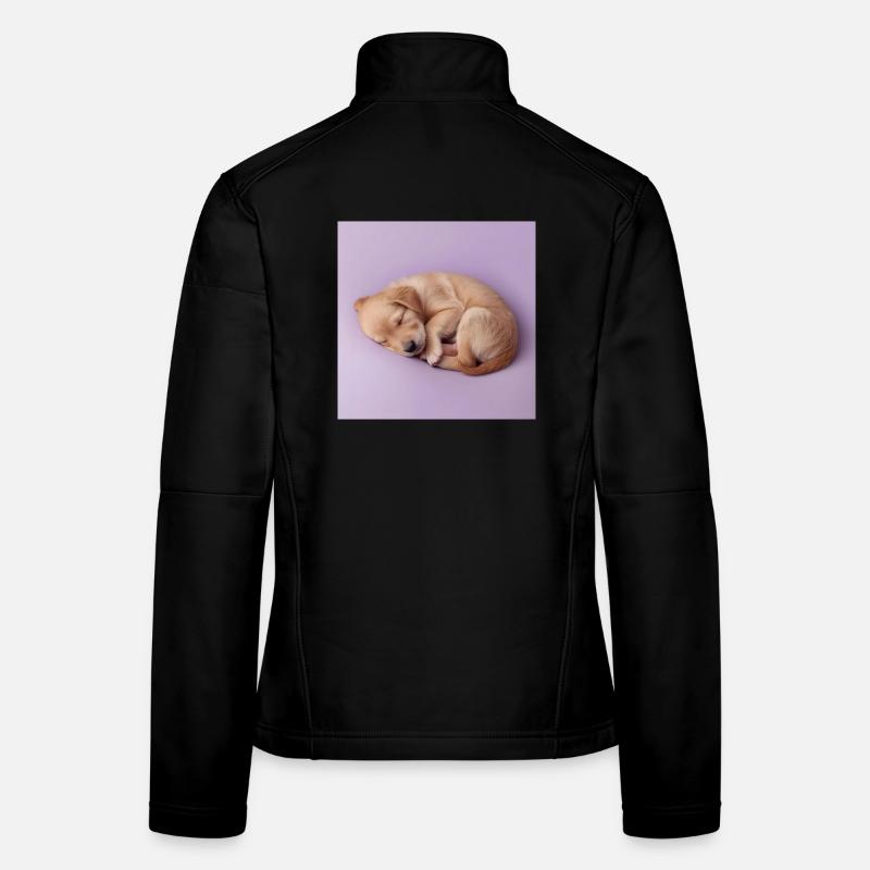 Sleeping Puppy on Lilac Background Women's Softshell Jacket