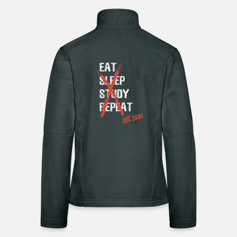 Eat sleep study repeat - Abi 2026 - Spruch Frauen Softshelljacke
