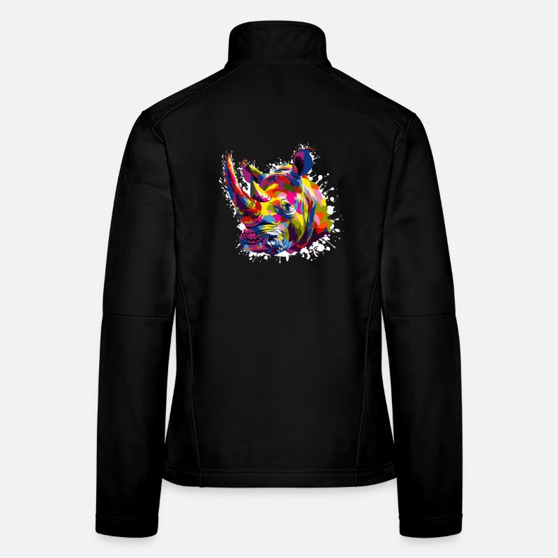 Nashorn Pop Art Tier Frauen Softshelljacke