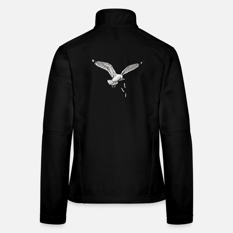 Funny seagull stealing fries on the beach Women's Softshell Jacket