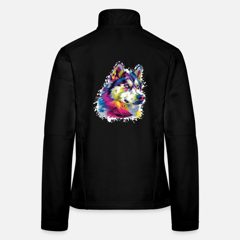 Art animalier de loup Veste en tissu softshell Femme
