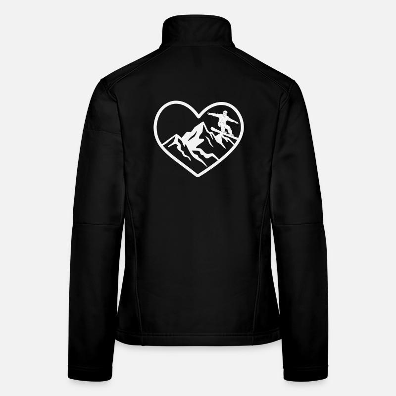 Herz, Berge und Snowboarder Frauen Softshelljacke