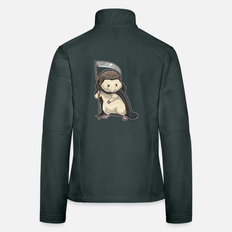 Hedgehog Halloween Grim Reaper Women's Softshell Jacket