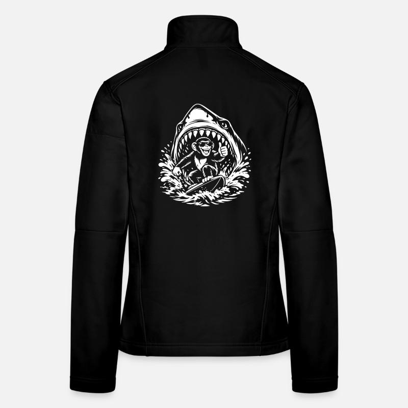 Singe Surfeur dans Shark Wave Veste en tissu softshell Femme
