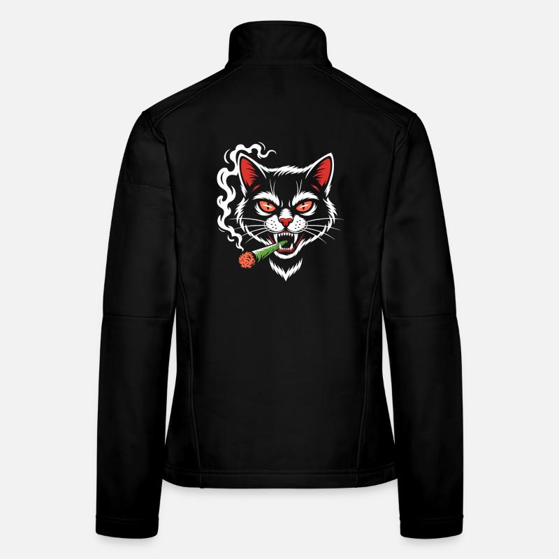 Wütige Katze mit Joint Frauen Softshelljacke