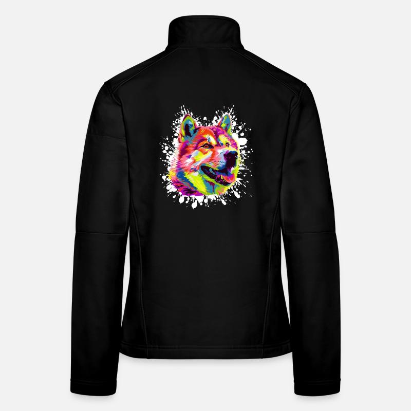 Portrait coloré de chien dans le style pop art Veste en tissu softshell Femme