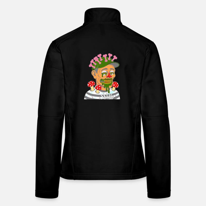 Mushroom Zombie Portrait with Mushrooms - Women's Softshell Jacket - black
