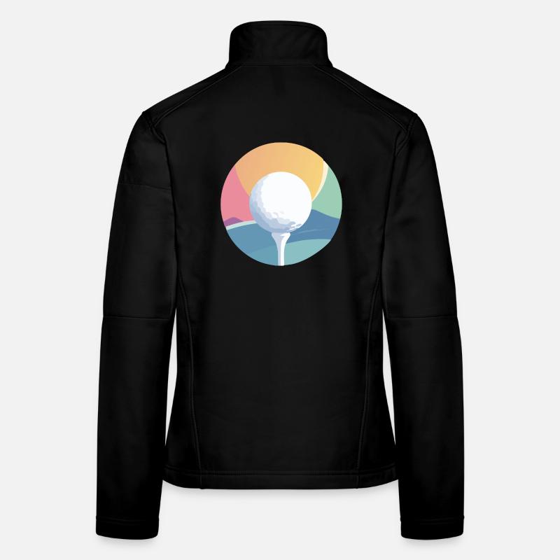 Balle de golf dans un motif discret de golf coloré coloré Veste en tissu softshell Femme