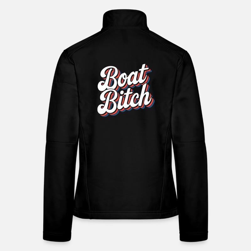 Typographie Funny Retro Boat Life Veste en tissu softshell Femme