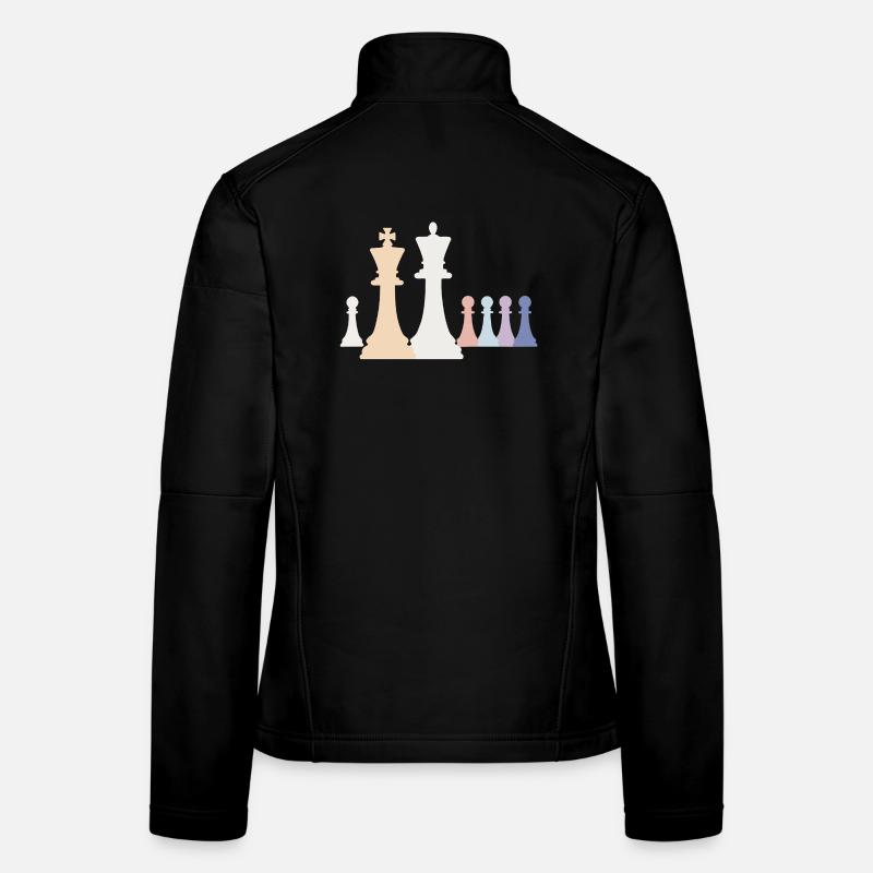 Pions d’échecs pastel Roi Dame Pion Veste en tissu softshell Femme